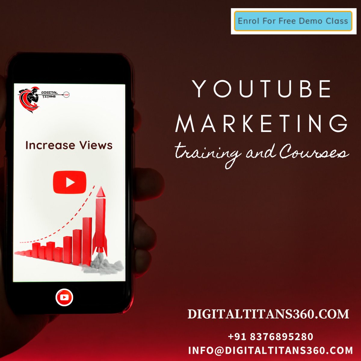 DigitalTitan360's tweet photo. Do you want to bring your channel on next level of audience?
DigitalTitans360 is providing full training courses for youtube marketing.
See course details: - https://t.co/TClnC9Ukxw
Call Us At:+918376895280
E-mail Us:info@digitaltitans360.com
#youtube #youtuber #like #subscribers https://t.co/2dffSx6BnN