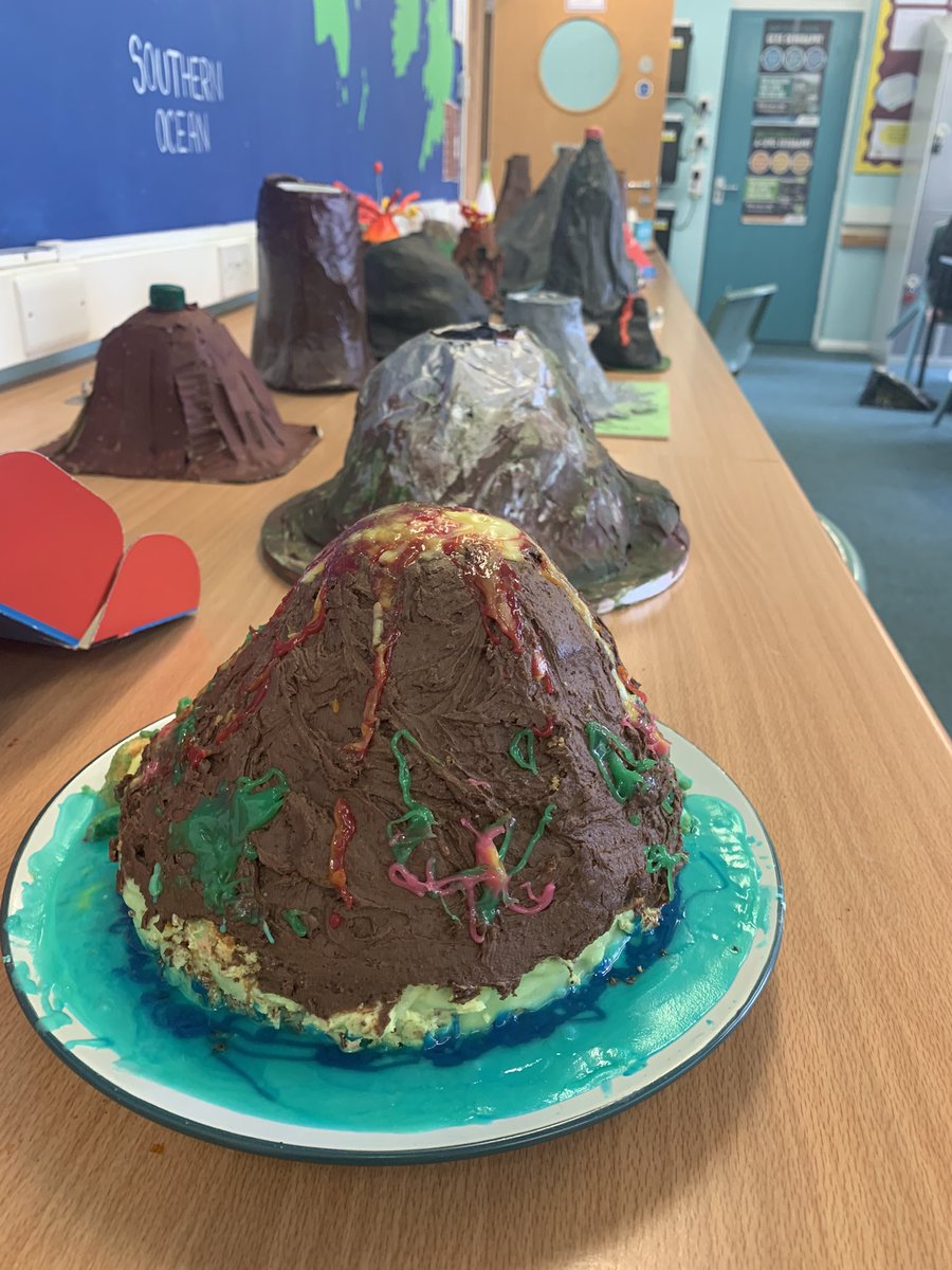 Volcano model making with <a href="/bromleyhs/">Bromley High School</a> Y7 geographers. Some very creative efforts - the one at the front is edible!!