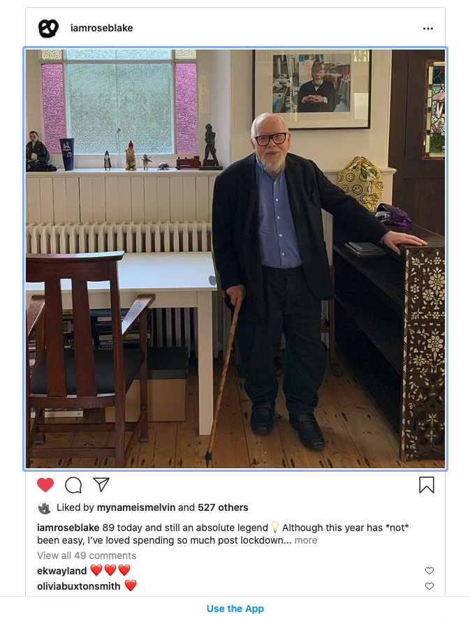 Happy birthday Peter Blake - via Rose Blake on Instagram - he s 89 and see creating. 