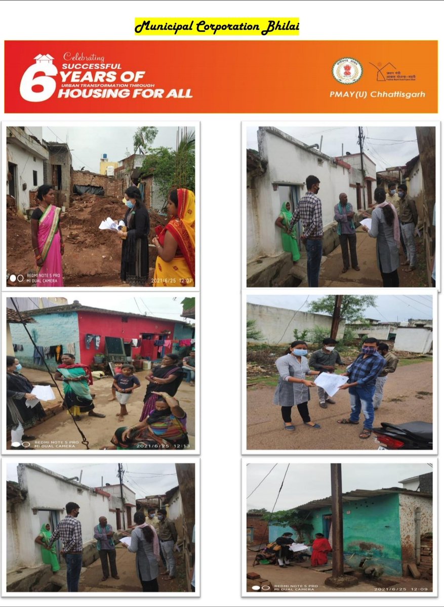 pmay_c's tweet photo. PMAY - U is completing 6th year of its implementation today, 25th June 2021. 
Municipal corporation bhilai...
On this occasion we are distributed of   building permission was given to the #BLCPMAYU beneficiaries..
#HousingForAll 

@pmay_c 
@PmayurbanC 
@PMAYUrban 
@jddurg https://t.co/D2pOrTBVdI
