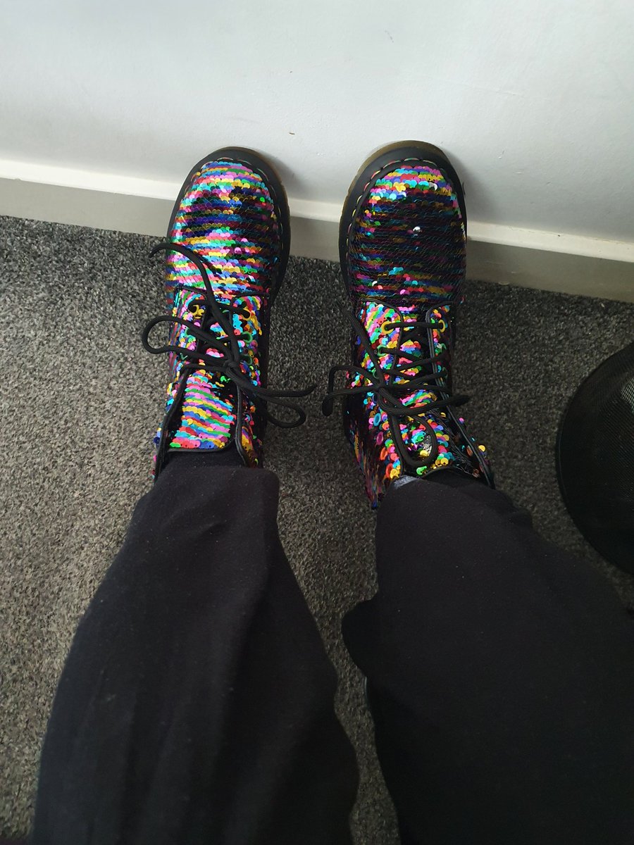 TrixieLaBouche's tweet photo. Giving these beautiful bad boys a wear in ready for tomorrow. They're so beautiful I could cry! #docs4life #rainbowgoth https://t.co/wwv6czdfSO