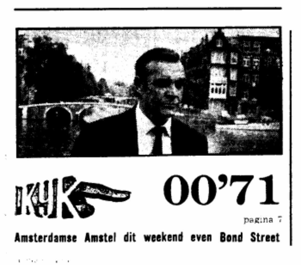 Parool 5 juli 1971: Bewoners van de huizen bij de Magere Brug zagen hoe de altijd wakkere brandweer het stoffelijk overschot van een oudere dame uit de Amstel opdregde. Opnames James Bond in Amsterdam! Volgende week 50 jaar geleden. #seanconnery #diamondsareforever #007