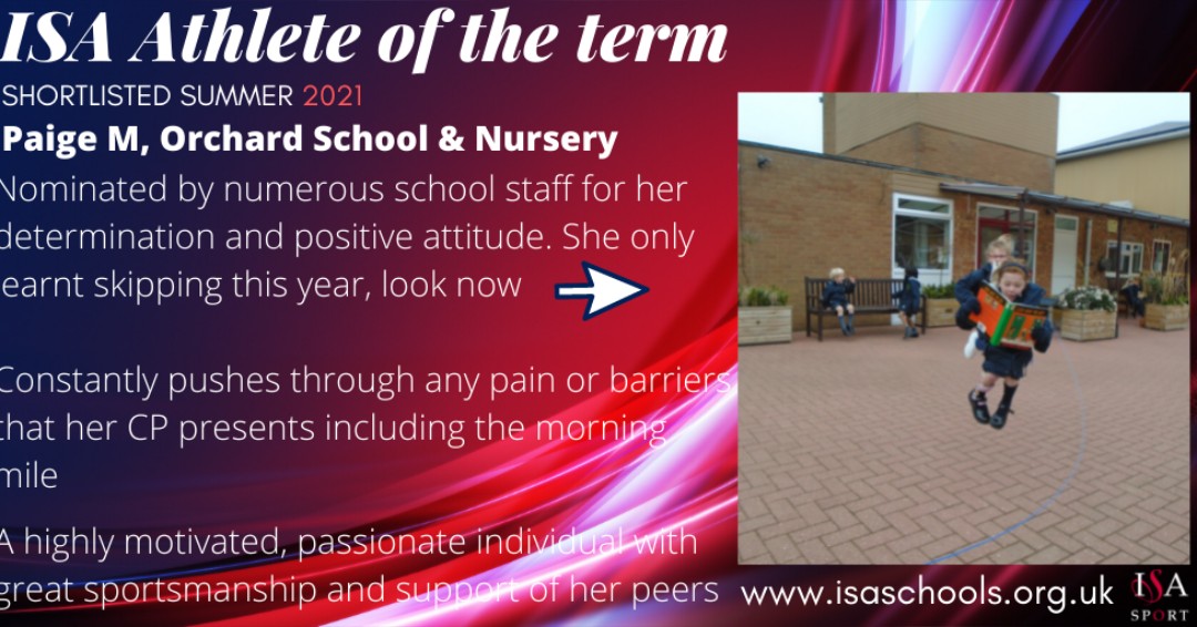 Your <a href="/isaschools/">The Independent Schools Association (ISA)</a> Athlete of the Term is open for voting! 

Paige from @orchardschoolandnursery is a highly motivated athlete, she needs your votes!

RT the original tweet to vote for her. Deadline for voting is 10 am Friday 2 July

#ISAathleteoftheterm

@sportsfs <a href="/Limitlesskit/">Limitlesskit</a>