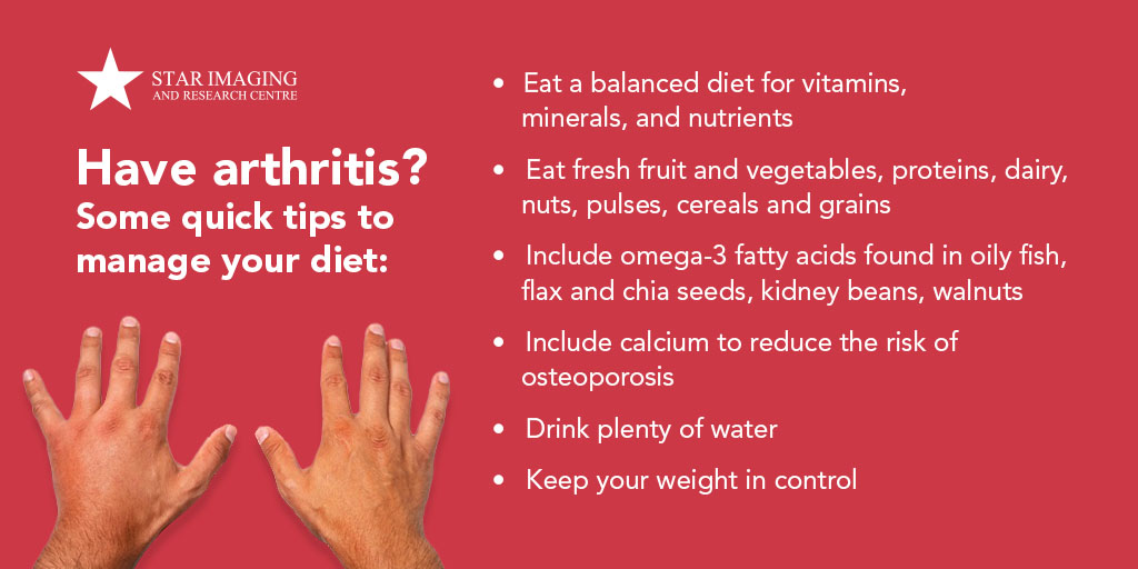 StarImaging_IN's tweet photo. #Arthritis is a condition that causes joint pain, stiffness and swelling. Eating a balanced diet and having a #healthy lifestyle such as regular physical activity, not smoking, limiting the intake of alcohol, can all have a huge impact on controlling arthritis. #health https://t.co/4SSO1CtaHV