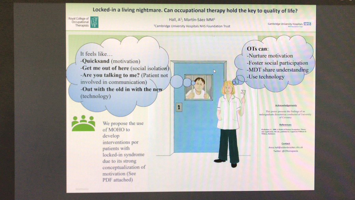 Looking forwards to present the poster locked-in a nightmare with @OTAnnapaola at #RCOT2021. Does OT hold the key to patient’s quality of life? @CUH_OT @RowanJones16 #moho #OccupationalTherapy #stroke