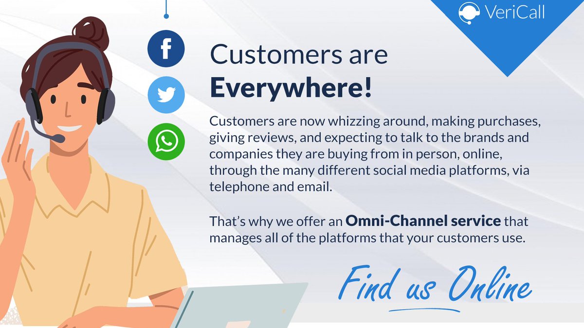 call_veri's tweet photo. Want to know more about our Omni-Channel services?
Click here - https://t.co/g3v0jW5KGK https://t.co/XngT04Cnlj