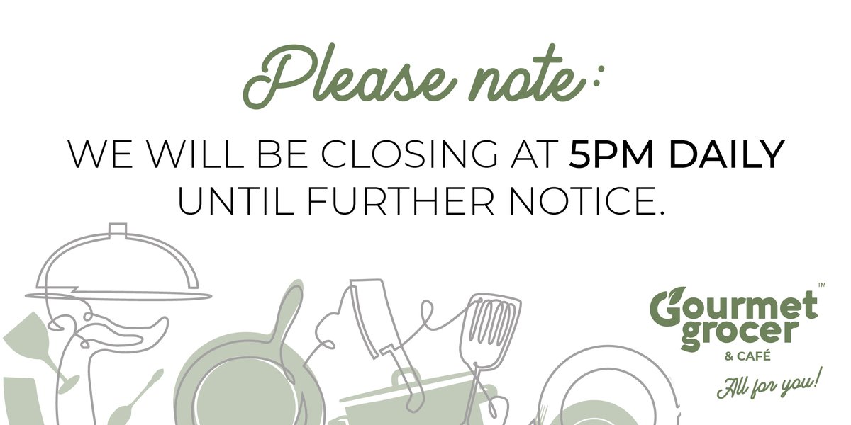 With the safety of our guests and staff in mind, we will be closing at 5 pm daily with immediate effect until further notice. 

See you soon!