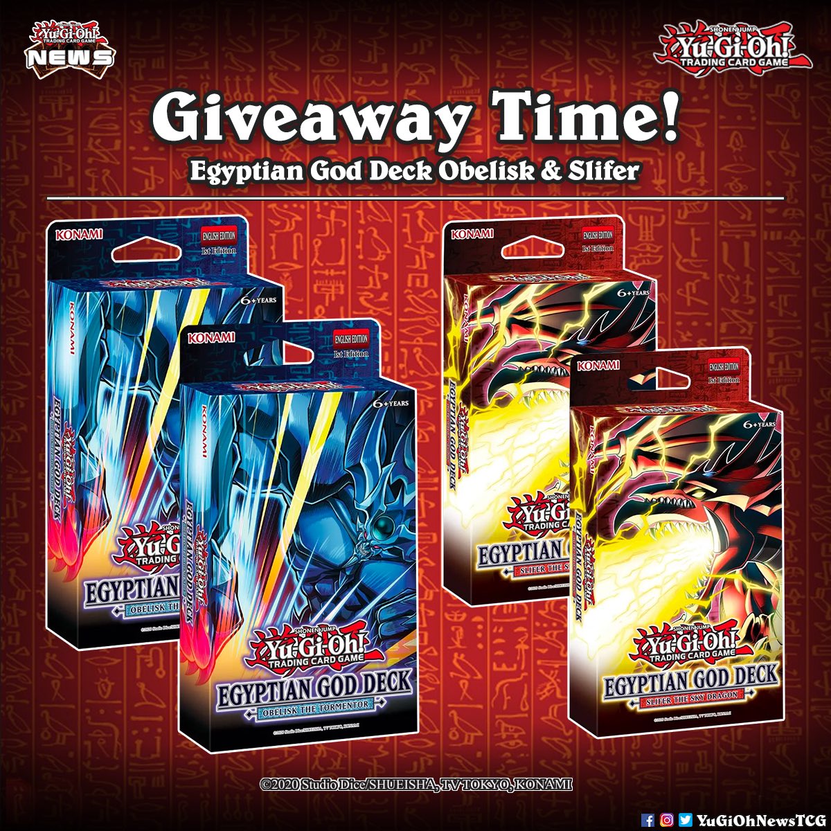 YuGiOhNewsTCG's tweet image. ❰𝗚𝗜𝗩𝗘𝗔𝗪𝗔𝗬!❱
AD | You‘ve got a chance to win 4 Egyptian God Decks of our Yu-Gi-Oh! giveaways❗️✨

TO ENTER, IT’S SIMPLE 👇🏼

1️⃣ Make sure you are FOLLOWING @YuGiOhNewsTCG on Twitter 

3️⃣ Tag 3 friends who like YuGiOh
#遊戯王 #YuGiOh #유희왕
