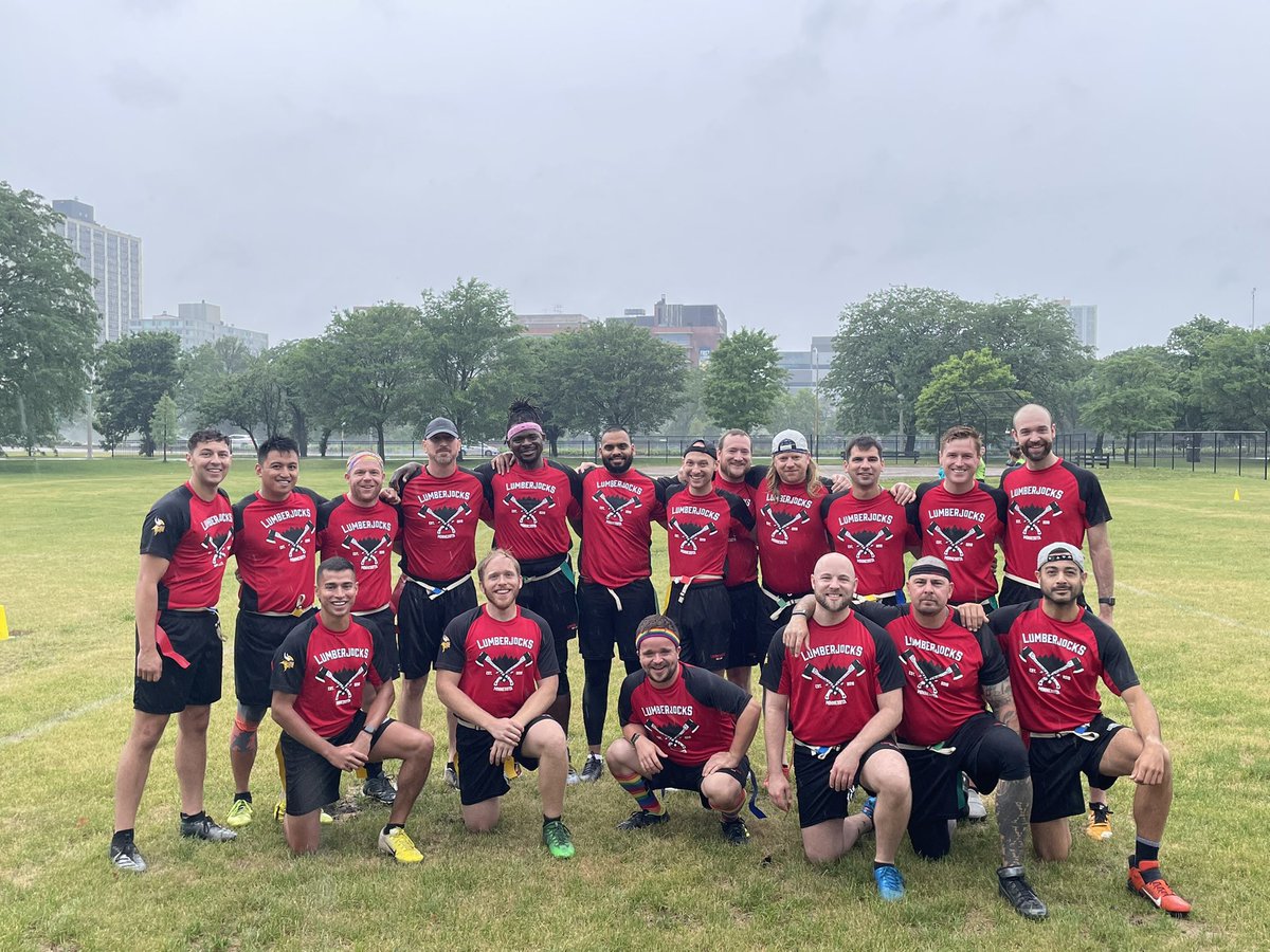 MNGFFL's tweet photo. The Minnesota Lumberjocks are excited to be out here for our first game of the #pridebowl @Vikings https://t.co/r42NCHv1cd