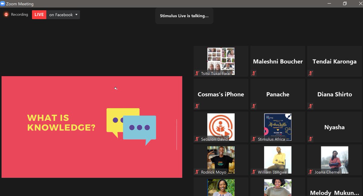 What is knowledge? Information? Facts? Understanding? Join the conversation with Selina in the Digital Masterclass happening now! Here is a link for you to join in! Zoom Meeting us02web.zoom.us/j/86571220416
@southernafricaartsx <a href="/StimulusAfrica/">Stimulus Africa</a> <a href="/zwBritish/">British Council</a> 

#IamSocreative2021