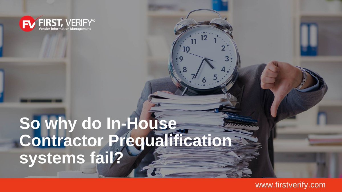 FIRSTVERIFY's tweet photo. So why do In-House Contractor Prequalification systems fail? Learn how: https://t.co/RUygrQ4WaT
.
.
.
.
.
#ContractorPrequalificationsystems #ContractorPrequalification #Prequalificationsystem #suppliers #contractors #safetymanagement #riskmanagement https://t.co/t2ZKu6ZaPj
