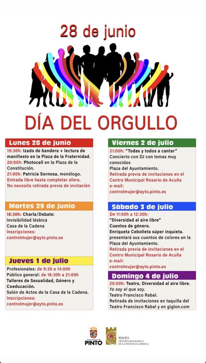 MMaldoCaballero's tweet photo. A la izquierda los actos que organizó  el @AytoPinto para las fiestas del Prado y del Cristo de hace poco más de un mes, a la derecha los que ha organizado por el día del Lobby LGTB. 

Tú pagas, ellos deciden. https://t.co/l71qGTEhZG