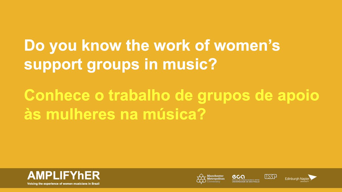 her_amplify's tweet photo. This week we discussed networking and self-promotion strategies for the women musicians in Brazil, and the importance of research projects, such as AMPLIFYhER.

 #researchproject #amplifyherbrazil #womeninmusic #socialmedia #instagram #networking #musicians #brazil https://t.co/D3KyP1NYgi