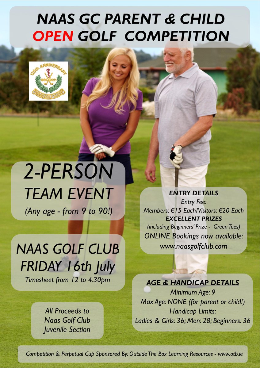 See details of our upcoming Parent &amp; Child 2 Person Team Event kindly sponsored by otb.ie
 All proceeds donated to our Youth section.