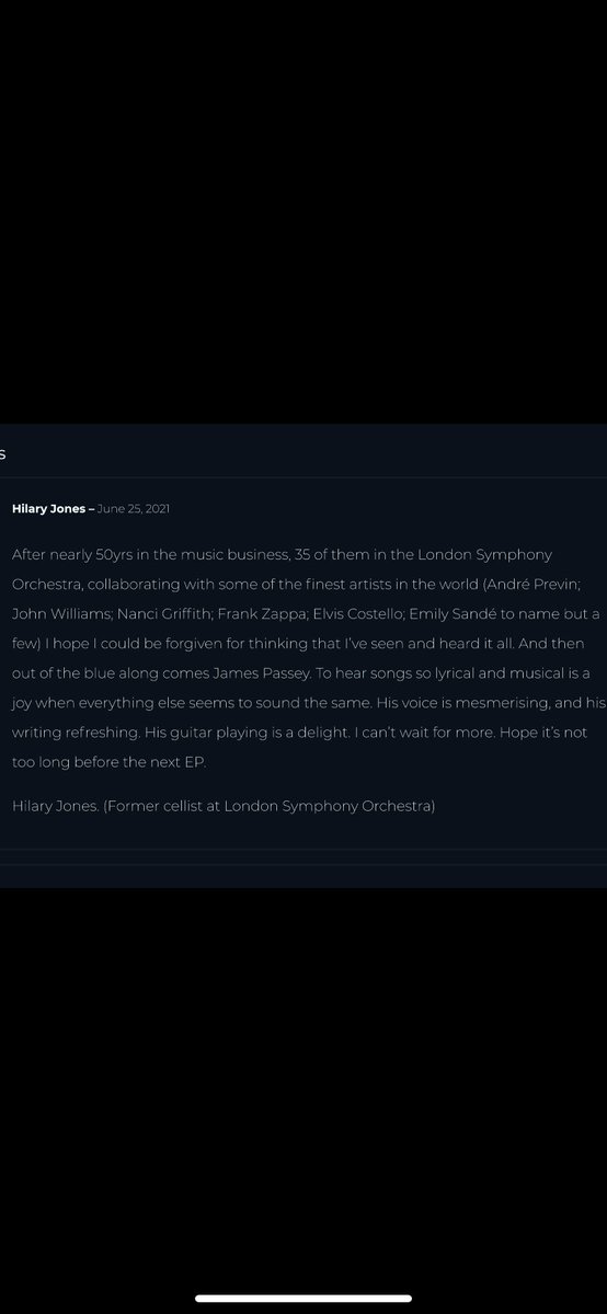 Maybe THE BEST debut EP review left on my website I’ve had so far!! .. from LSO cellist Hilary Jones !!  😎🙏🙏💚

jamespassey.com/product/james-…