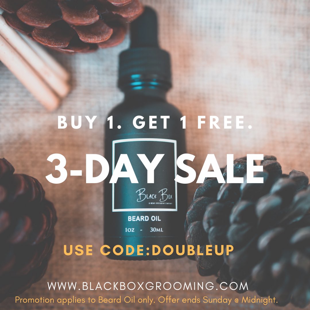 BeardByBlackBox's tweet photo. ⏰T𝐡𝐢𝐬 W𝐞𝐞𝐤𝐞𝐧𝐝 O𝐧𝐥𝐲⏰
Try our Premium Beard Oil at regular price and get a SECOND bottle absolutely FREE‼️
▪️

▫️

▪️

▫️

#mensgrooming #moderngentleman #beardcare #beards #blackowned #blackownedbusinesses #blackmensbeard #blackmenwithbeards #smallbusiness https://t.co/o1yjsIhQEv