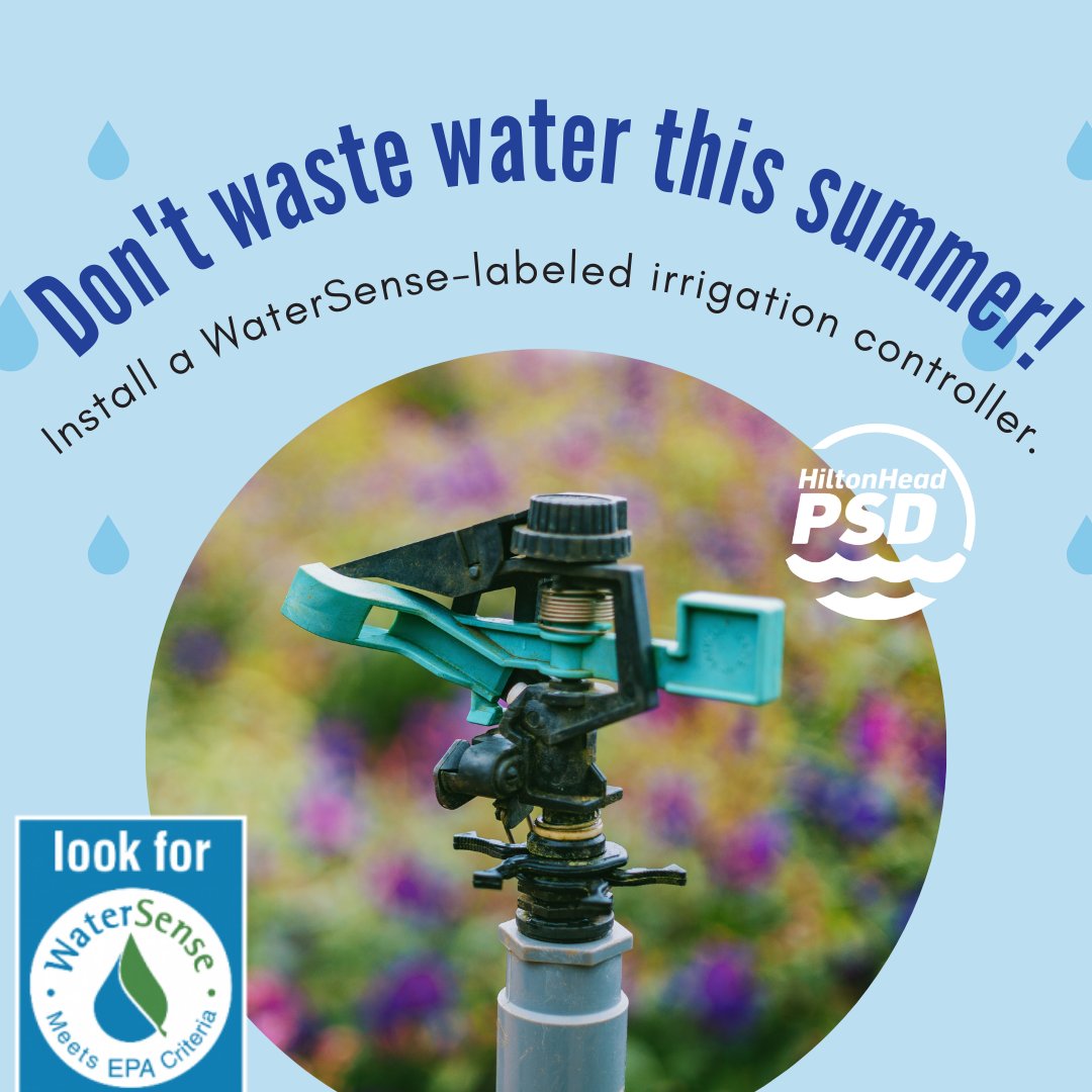 hiltonheadpsd's tweet image. Make sure you're not wasting water this summer by installing a WaterSense labeled irrigation controller.

(And remember, town ordinance says you MUST have a working rain gauge).

epa.gov/watersense/wat…

#IrrigationTips #WaterSenseLabel #DontWasteWater #SummerWaterTip