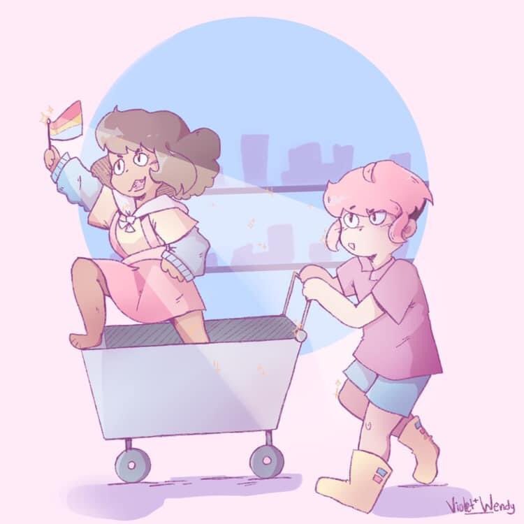 fernh_f's tweet photo. My daughter’s digital illustration from the story she’s been writing. 
#pride #Pride2021 #pansexual #illustration #artshare #animation #artistsontwitter #drawing #art #HappyPrideMonth #LGBTQ #AnimeArt #digitalart #fanart #anime https://t.co/EFzWmeQtj6