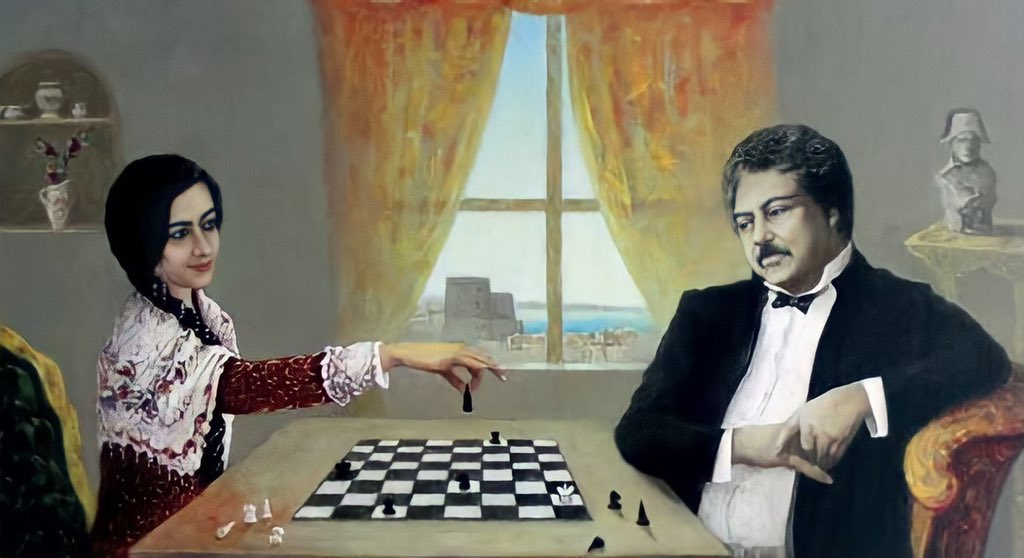 CaspianRC's tweet photo. Lors de son voyage au Caucase, Dumas fit la rencontre de Natavan. Selon lui, c’était une femme d’une grande intelligence et très instruite. Elle jouait si bien aux échecs qu’elle l’aurait battu. Alors, il lui offrit un échiquier en ivoire, aujourd’hui conservé au musée Nizami. https://t.co/Aj8EErdcjJ