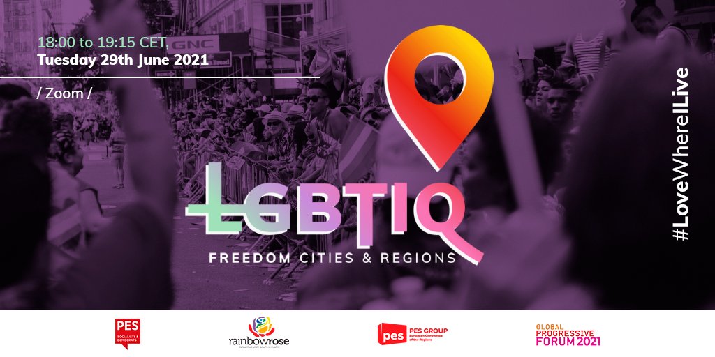 PES_CoR's tweet photo. We want cities and regions to become #LGBTIQFreedomZone-s! 🏳️‍🌈 🇪🇺
 
Next Tuesday, join us @RainbowRose_PES @PES_PSE for our #LoveWhereILive debate with @SmetPascal @Camila_Garfias @helenadalli @IratxeGarper @RepJackLewis @SpilUmberto and many more.

👉 https://t.co/GUvG5dP8Rf https://t.co/kadhwLg34I