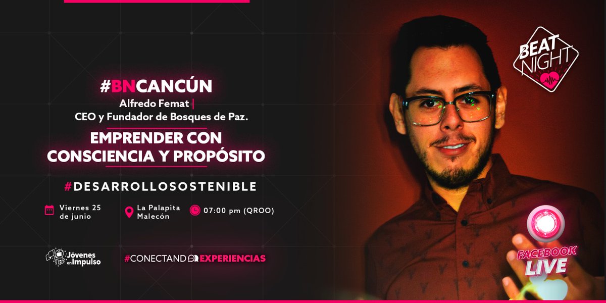EnImpulso's tweet photo. ¡Hoy! @alfredofemat de @BosquesDePaz es el speaker en #BNCancún para hablar sobre #DesarrolloSostenible 
¡Te esperamos! Adquiere tus boletos
 ➡ https://t.co/P7HdeURo21
@CoparmexQRoo @CCE_Caribe @cancunvota @CancunForos @SalRevista @Promos_Cun @Juventud_QRoo @Emprendecancun https://t.co/1tlvNN9fab
