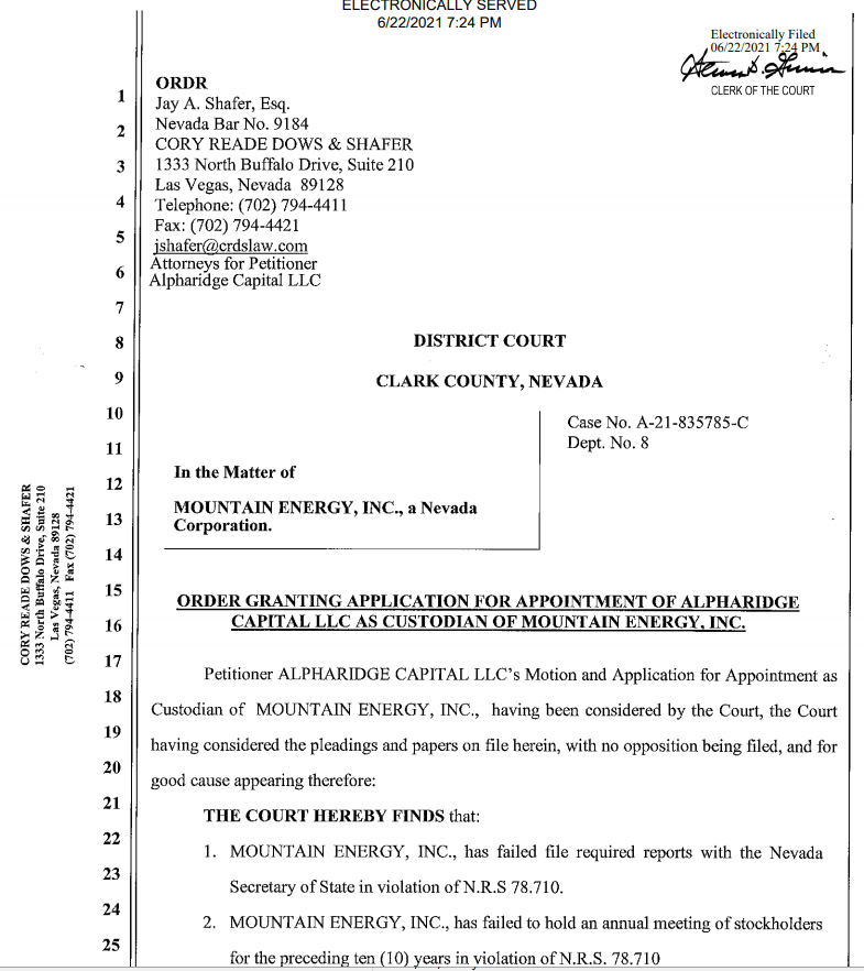 Court order granting custodianship of $MTEI to <a href="/Alpharidge_Cap/">Alpharidge Capital, LLC</a>.