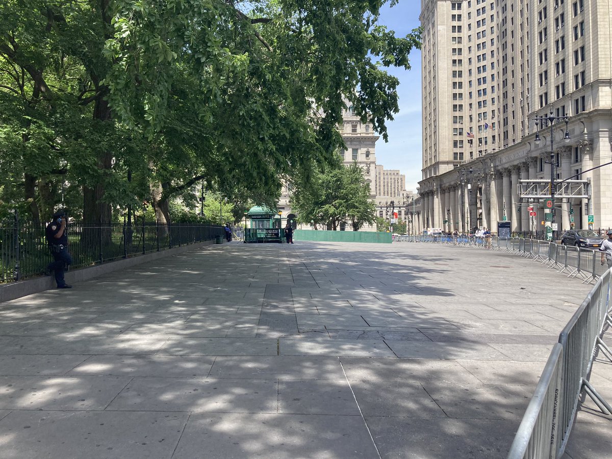 city hall park completely blocked off by pigs