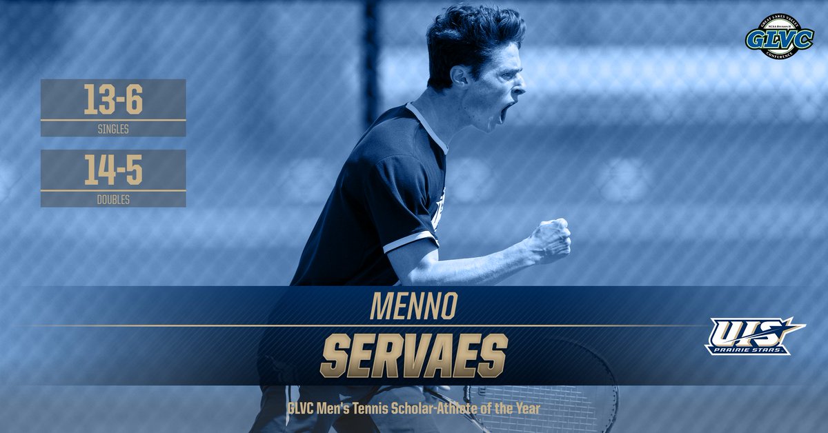 The GLVC Scholar-Athlete of the Year for men's tennis comes from <a href="/TennisUIS/">UIS Tennis</a> as Menno Servaes collects the award. He is the second Prairie Star all-time to win a GLVC Scholar-Athlete of the Year honor.

Complete Story: bit.ly/2T4oDkz

#ProtectThePrairie