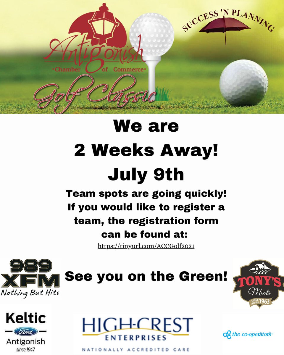 Hit the green at our annual Golf Classic!
Presented by Success 'N Planning.
Thank you to our Eagle sponsors:
98.9 XFM
Tony's Meats
High-Crest Enterprises
The Co-operators 
We only have a few team slots and hole sponsorships available.
Sign up at tinyurl.com/ACCGolf202