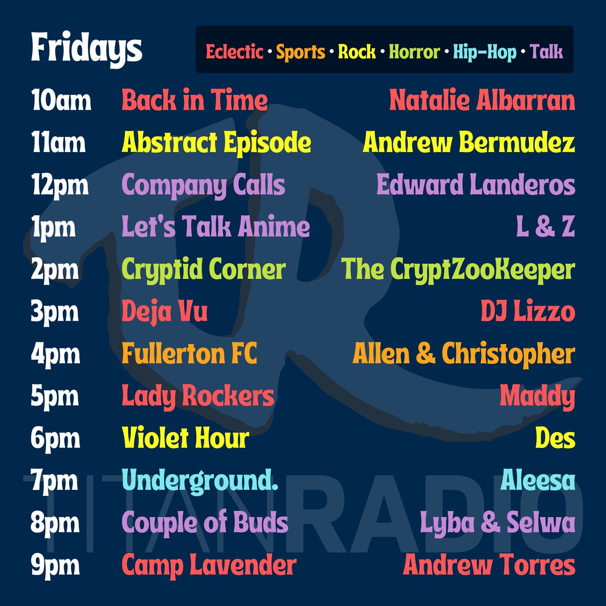 titanradio's tweet photo. Our summer programming starts today! We're airing until 10pm tonight with a little bit of everything. Find your favorite genre and tune in today on https://t.co/QRfnyUZRYS! #csuf https://t.co/jJcIQ03LcL