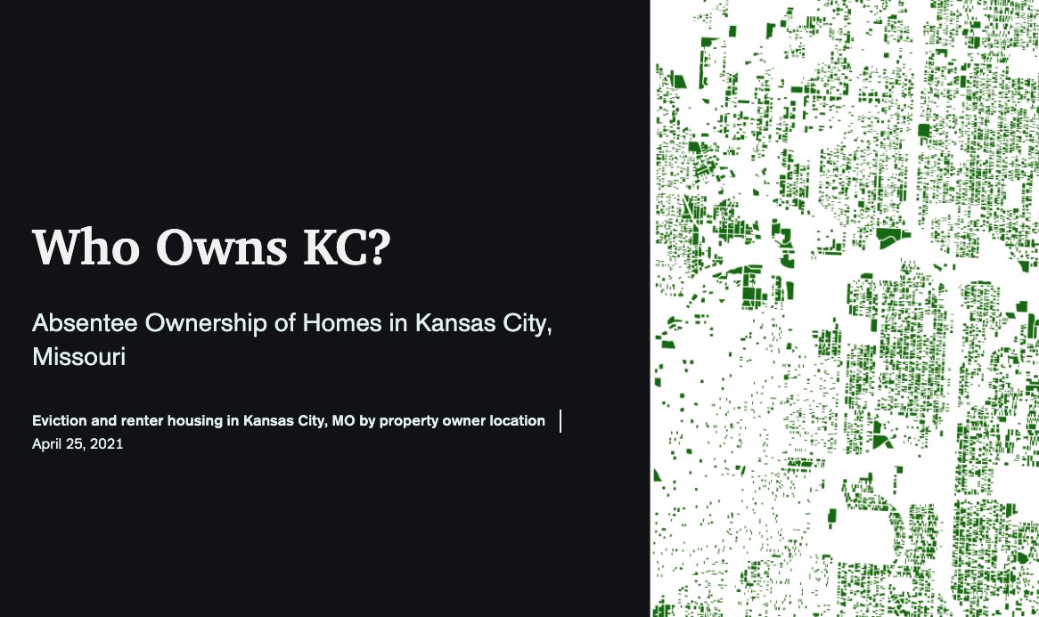 JordanAyalaKC's tweet image. Built a thing with the support of friends here in KC to explore evictions and renter home property owners in Kansas City, MO.
A look into absentee ownership of homes in the city.
arcg.is/1K94Ge