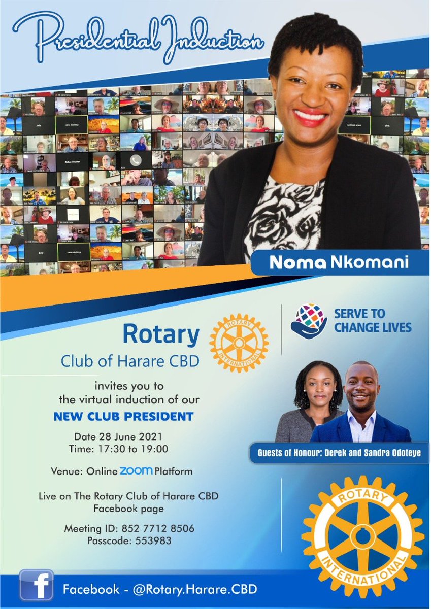 RotaryCbd's tweet photo. Join us on Monday the 28th of June 2021 for the induction of our new Club President Rtn Noma Nkomani...
#ServeToChangeLives
#RotaryCbd https://t.co/ncQom0jA91