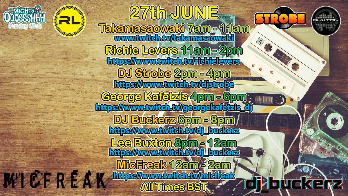 RedSteadman's tweet photo. This weeks lineup on The Mighty OOOSSSHHH 27th june amazing djs as always @LeeBuxton @Catheri92100016 @booraby @kerryandrew23 @Georgekafetzis 💜💜💜💜💜👌🏼👌🏼👌🏼👌🏼👌🏼 https://t.co/gdax6aM8vs