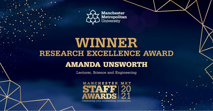 Huge congratulations to CBS' @AmandaUnsworth1 for winning the #ResearchExcellenceAward at the @ManMetUni #StaffAwards2021
