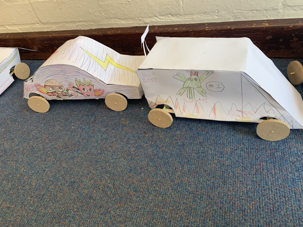 MissLumm's tweet photo. Year 4 finished their cars this afternoon! They will be racing them next week to see who made the most aerodynamic car @MapleCrossJMI https://t.co/1ySwViUlcc