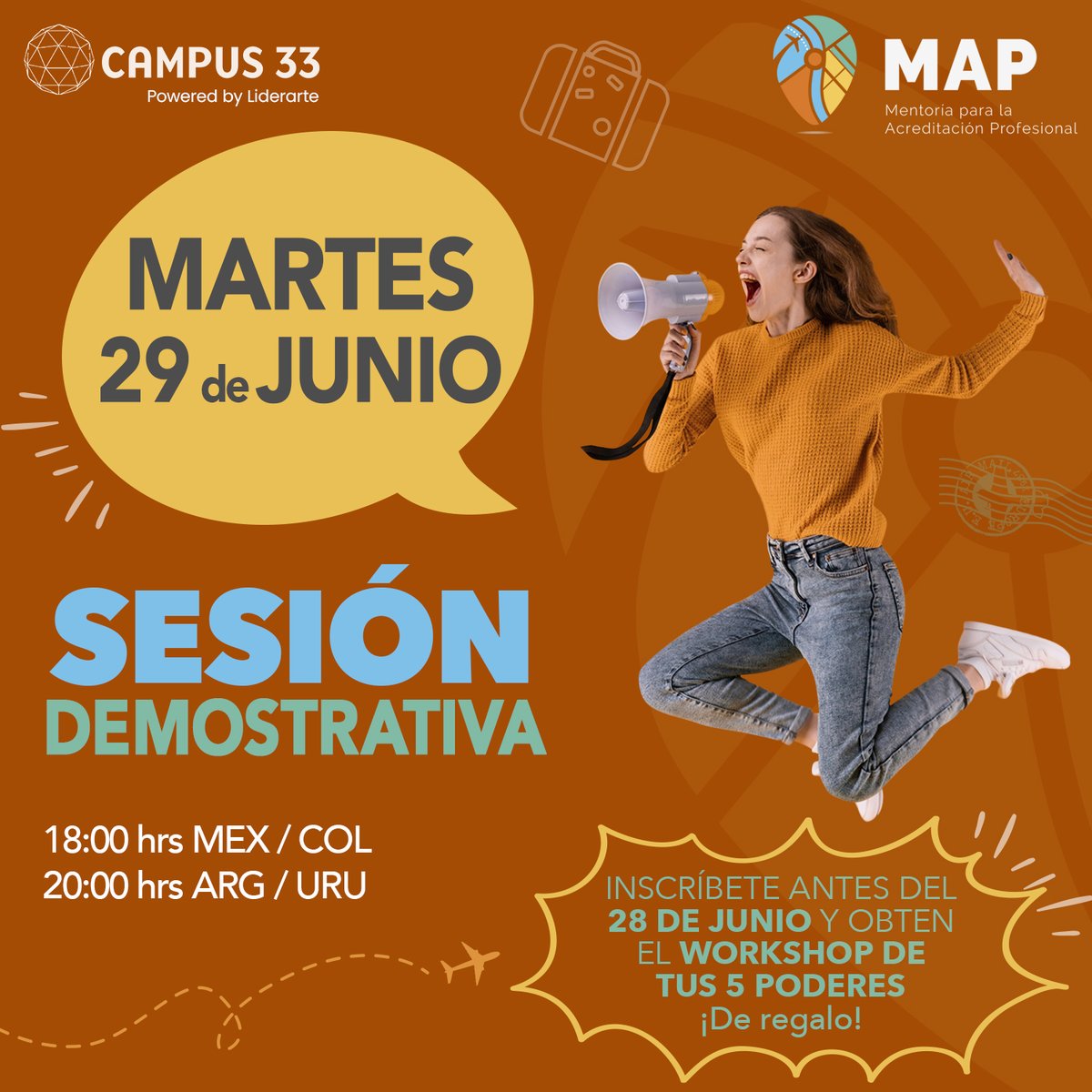 icfcolombia's tweet photo. ::Espacio Promocional::
El próximo martes 29 de junio, te mostraremos en vivo y en directo lo que hace de MAP, Mentoría para la Acreditación Profesional
Hora: 18 hrs MEX/COL/ 20 hrs ARG/URU
El link de registro: https://t.co/GBkl7zr65m 
#coaching https://t.co/OlHi9NZaNf