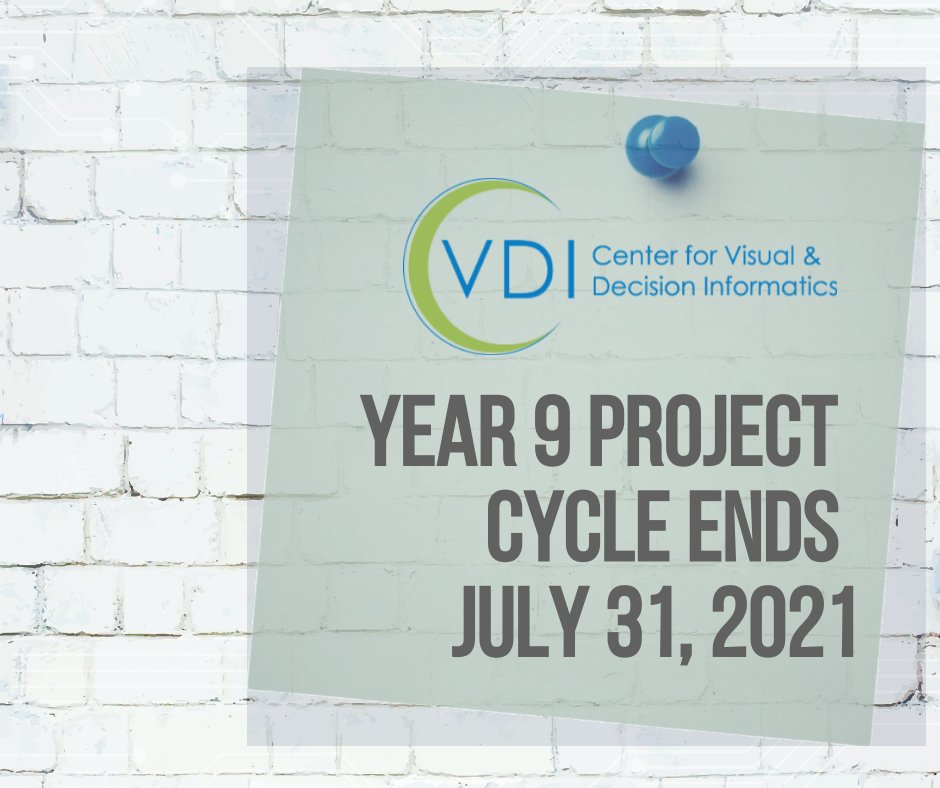 Research Teams: The final project report and IP disclosures are due on July 31, 2021. We look forward to the final thoughts as you wrap up Year 9.

#NSF #IUCRC #NSFCVDI #Year9 #bigdata #datascience #ai #research #innovation