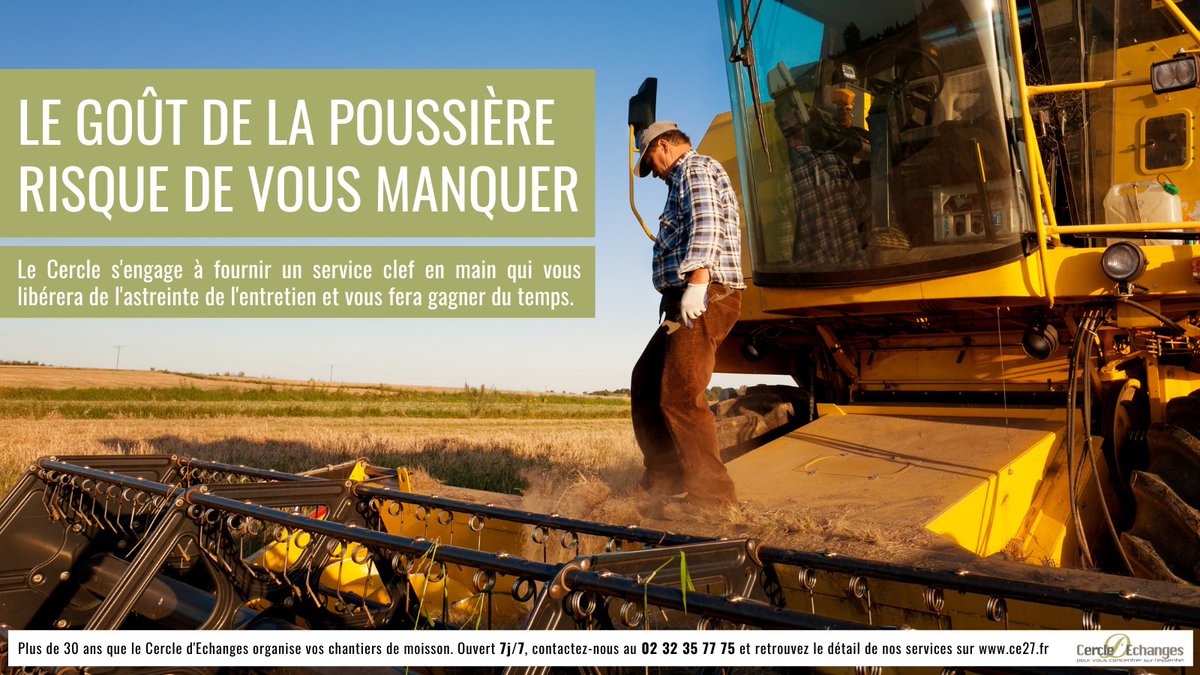 CercledEchanges's tweet photo. Une #moisson sans avoir à souffler ni graisser la machine ! Plus de 30 ans que le Cercle d'Echanges de l'Eure le fait pour vous. Ouvert 7j/7 contactez nous au 02 32 35 77 75 pour faire gérer vos chantiers. #agriculture #collaborative #entretien #confort https://t.co/a5CaJYlYrR