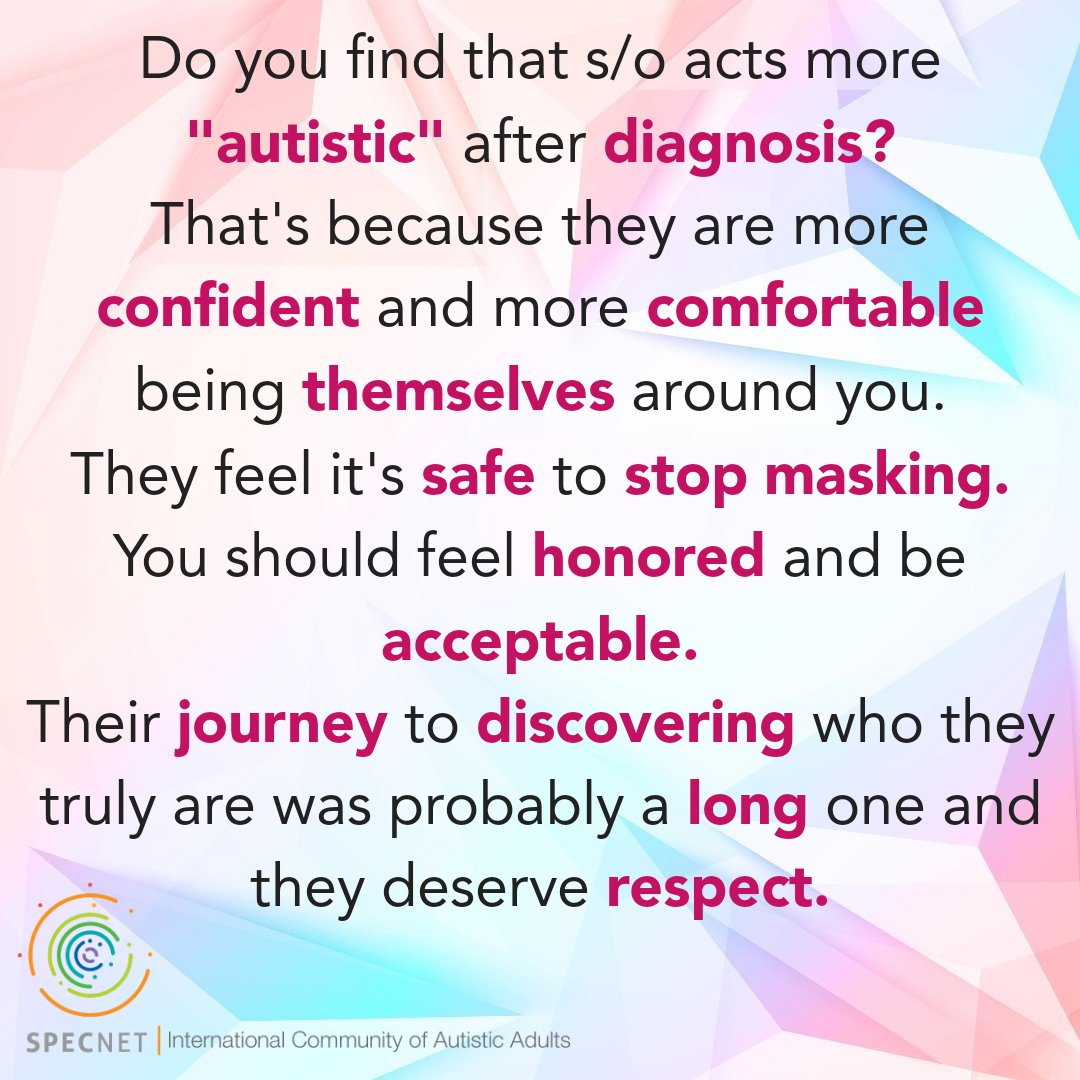 specnet's tweet photo. ✨#Masking, part II ✨
This is what happens when we've been hiding our true selves for years; people telling us that the diagnosis made us act more "autistic". 🤦‍♀️🤦‍♀️🤦‍♀️

#autistic #autism #actuallyautistic #autismacceptance #autisticwomen #neurodiversity #ASD #SPECNET https://t.co/xZ4e1DJyTF
