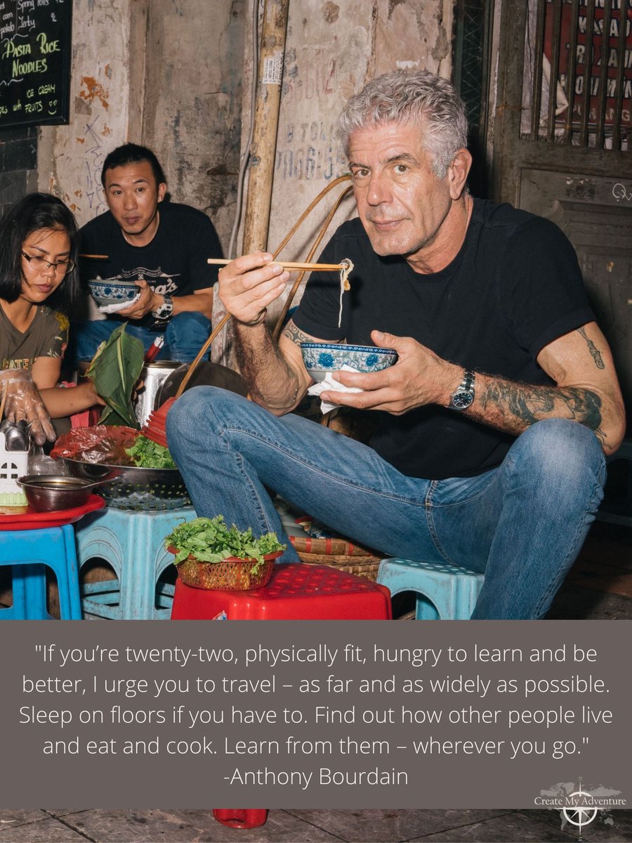CreateMyAdventr's tweet photo. Today would have been Anthony Bourdain's 64th birthday. As an inspiration to myself, and all travelers, let's continue to honor his memory by traveling more often and learning as much as we can about the world. 💚
#AnthonyBourdain #HappyBirthday #Travel https://t.co/MYMmxf1GF0