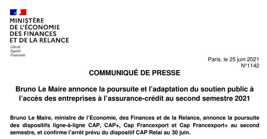 CCR - Caisse Centrale de Réassurance (@ccreassurance) on Twitter photo 🇫🇷☔️CCR continuera de réassurer les garanties Cap et Cap+ qui ont montré leur efficacité pendant la crise pour sécuriser le crédit interentreprises. Nous sommes fiers de contribuer ainsi au soutien de la relance économique📈.
🔗minefi.hosting.augure.com/Augure_Minefi/… 🇫🇷☔️CCR continuera de réassurer les garanties Cap et Cap+ qui ont montré leur efficacité pendant la crise pour sécuriser le crédit interentreprises. Nous sommes fiers de contribuer ainsi au soutien de la relance économique📈.
🔗minefi.hosting.augure.com/Augure_Minefi/…
