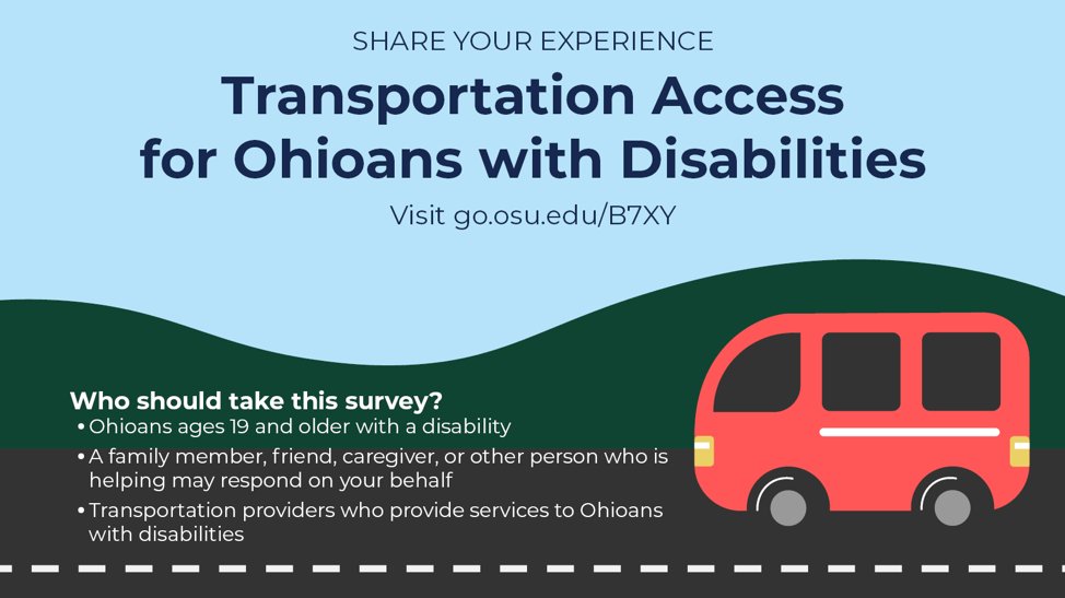 ohioddcouncil's tweet photo. Transportation is the #1 issue for Ohioans w/ mental health diagnoses, disabilities and those who are aging. Help improve Ohio's transportation access by taking the survey: https://t.co/B85pcWOUSJ. 

Please email ann.robinson@osumc.edu for paper and telephone versions. https://t.co/pCeVeCBByM