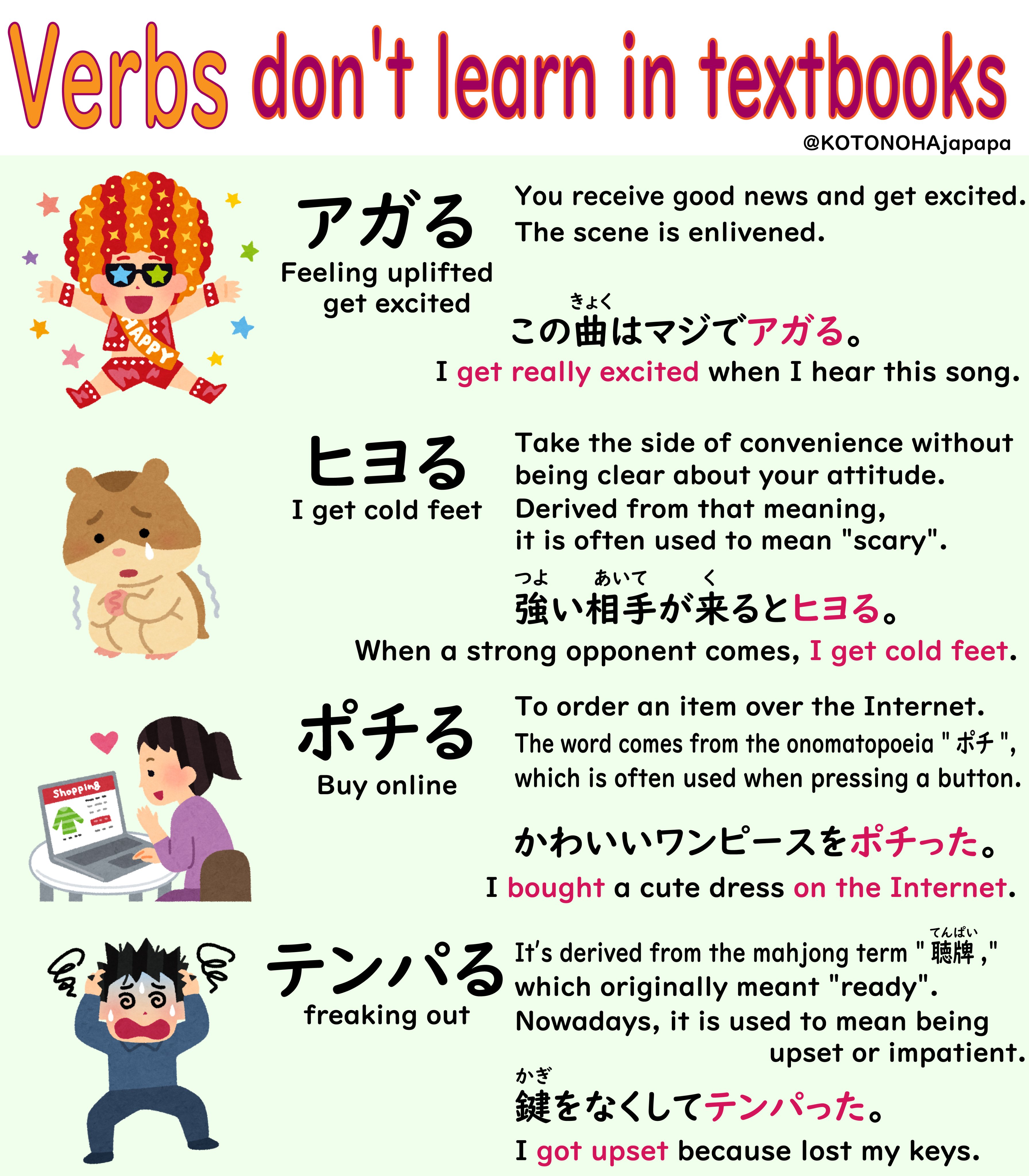 Kotonoha Japanese A Twitter There Are Many Verbs That Are Used Mainly By Young People And The Internet That Have Become Or Are Becoming Popular In Society New Words Are Being Created