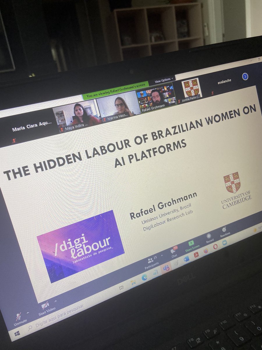 mcaquino's tweet photo. Apresentação de resultados do projeto em parceria com a Universidade de Cambridge @grohmann_rafael @DigiLabour https://t.co/81H06TClit