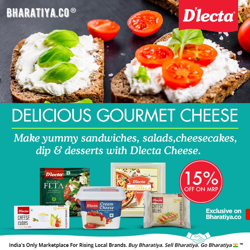 BharatiyaCo's tweet photo. The perfect ingredient to dress your sandwiches, salads or your fingers! Isn't it cheesy!
Get your hands on our range of fresh dairy products by #Dlecta only on India's biggest marketplace for #RisingLocalBrands.
Visit: https://t.co/q4gGtDC147 and get big savings on your shopping https://t.co/9edMBhv1Hp