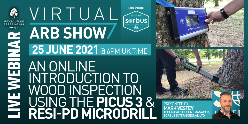 ArbAssociation's tweet photo. There's still time to sign up for the first #VirtualARBShow
live webinar this evening at 6pm (UK)
Join us for an insight into some of the latest tree decay detection technology with @SorbusIntlLtd
#trees #technology
REGISTER https://t.co/mrtZYfBINX https://t.co/TjXTYfriH9