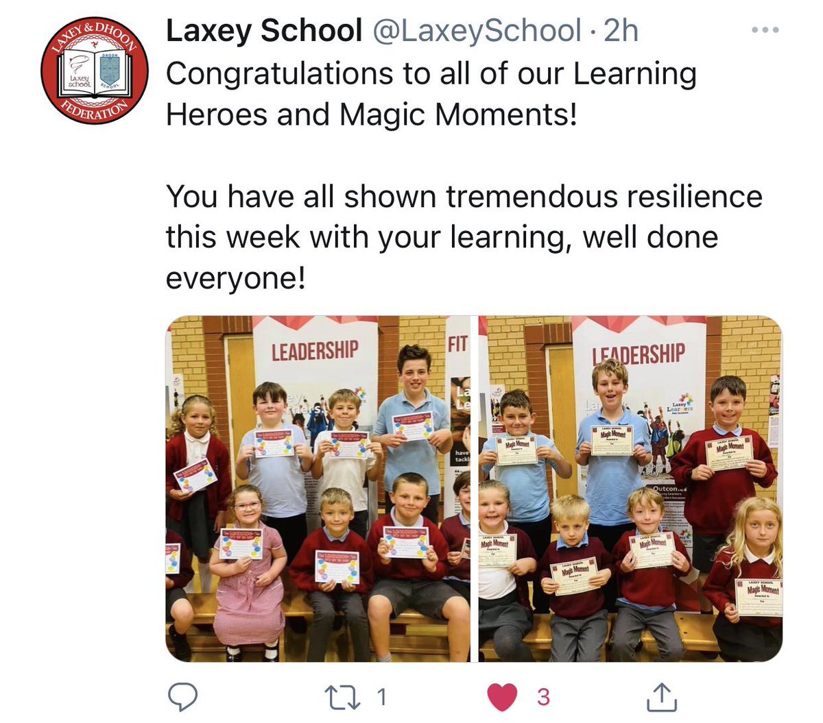 maximjkelly's tweet photo. Always enjoy our Friday Celebration Assemblies @DhoonSchool and @LaxeySchool and today was no different. Well done to our #DhoonHighFive superstars, #LearningHeroes and #MagicMoments ๐ ๐ ๐๐ฎ๐ฒ๐คฉ๐คฉ #TESAwards #TESAwards2021 https://t.co/3aj7SMacNq