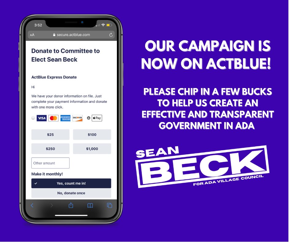 SeanBeckforAda's tweet photo. Chip in a few bucks at the link below!

https://t.co/zzMxvWYdYU https://t.co/ko9Nn1MkbN