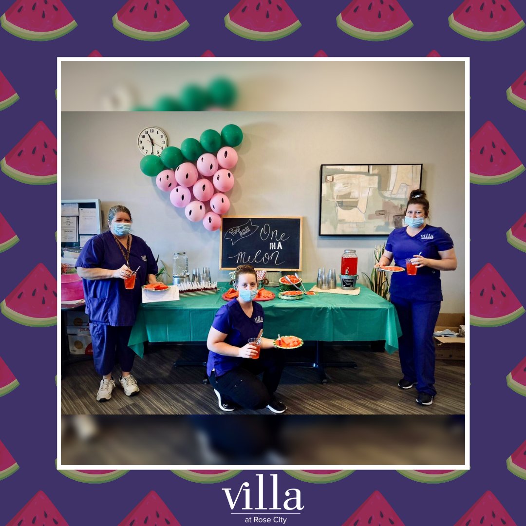 VillaHealthCorp's tweet photo. Our #CNAs are one in a βmelon!β ππ
#Villa #WeMakePeopleBetter #CNAWeek
#eldercare #nursingcare #seniorcare #assistedliving #nursinghome #melon #watermelon #fruit #summer #cna #nationalnursingassistantsweek #careernurseassistantsday #cnaappreciationweek #nursingassistantweek https://t.co/Rwaj5mLfpp