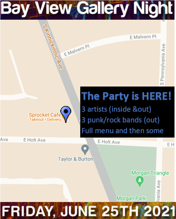 SprocketCafe's tweet photo. TONIGHT'S the NIGHT!   
-3 artists (see earlier posts for deets) are 5-9PM inside &amp; outside
-3 bands (see earlier posts for deets) are 6-8:30PM outside
-full Sprocket Cafe menu + some specials   Meet the entire staff and come support local artists/bands.  #BVGN #Art #Music #FUN https://t.co/6bqUlMXQra